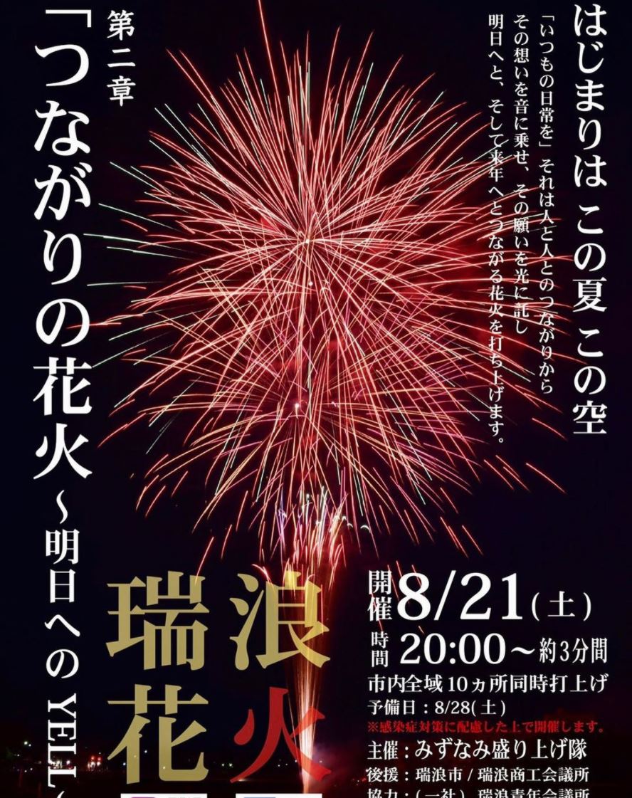 2021年瑞浪市花火大会は 2021.8.21(土)20時~